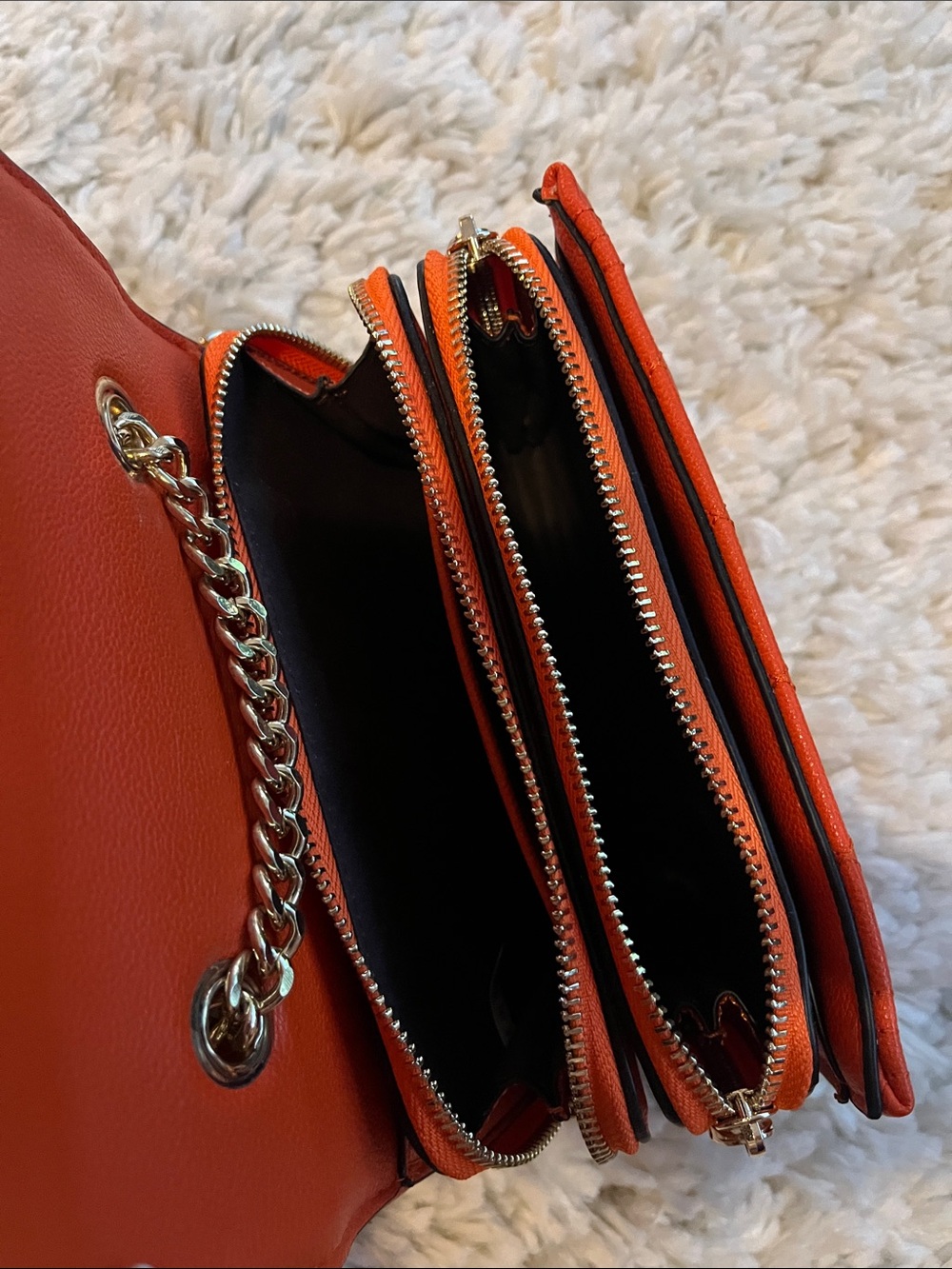 Orange Quilted Chain Crossbody Bag - Picture 2 of 6